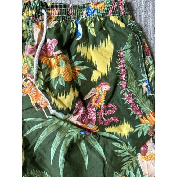 Polo Ralph Lauren Swim Trunks Mens L Green Hawaiian Luau Classic Traveler Shorts - Picture 6 of 11